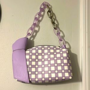 A purple and white with flowers